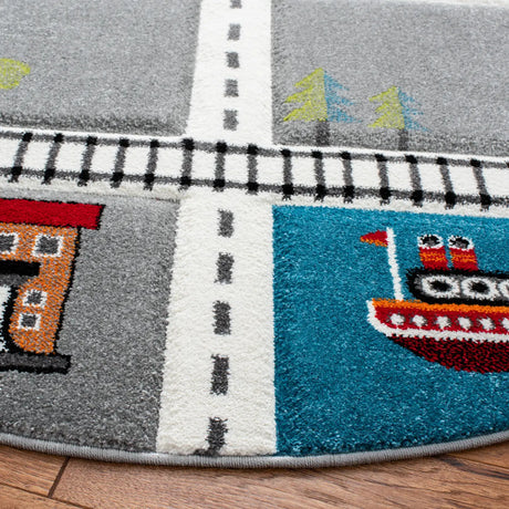Safavieh Carousel Kids 100 5'-3" x 5'-3" Rug in Grey / Ivory