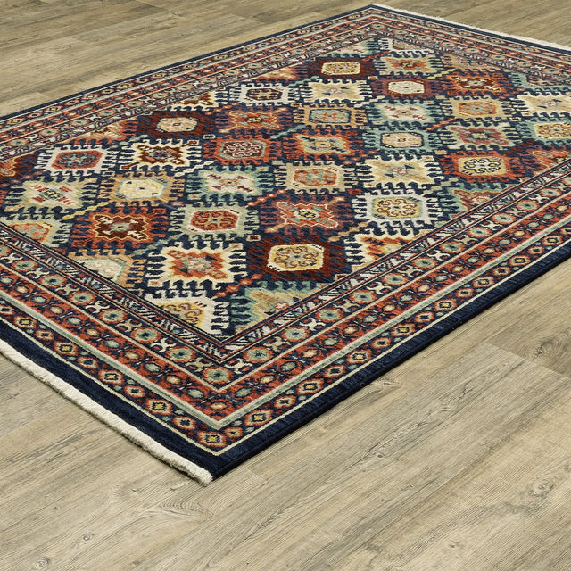 Oriental Weavers Lilihan 003B6 Navy/ Multi Rug - angle detail