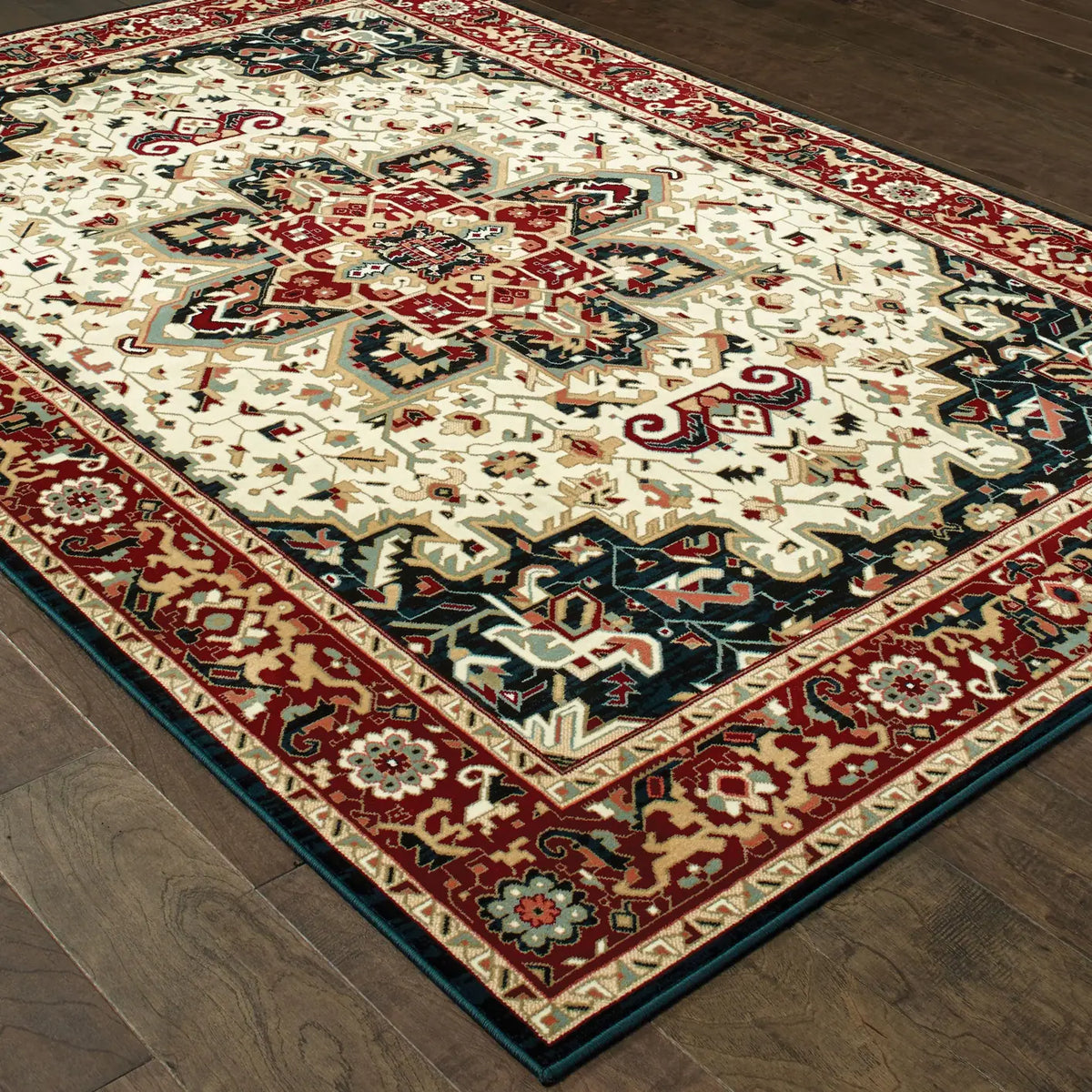 Oriental Weavers Sphinx Kashan 096W1 Red / Ivory Rugs - angle detail