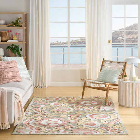 Nourison Aloha ALH17 Machine Made Sage, Rose Rug