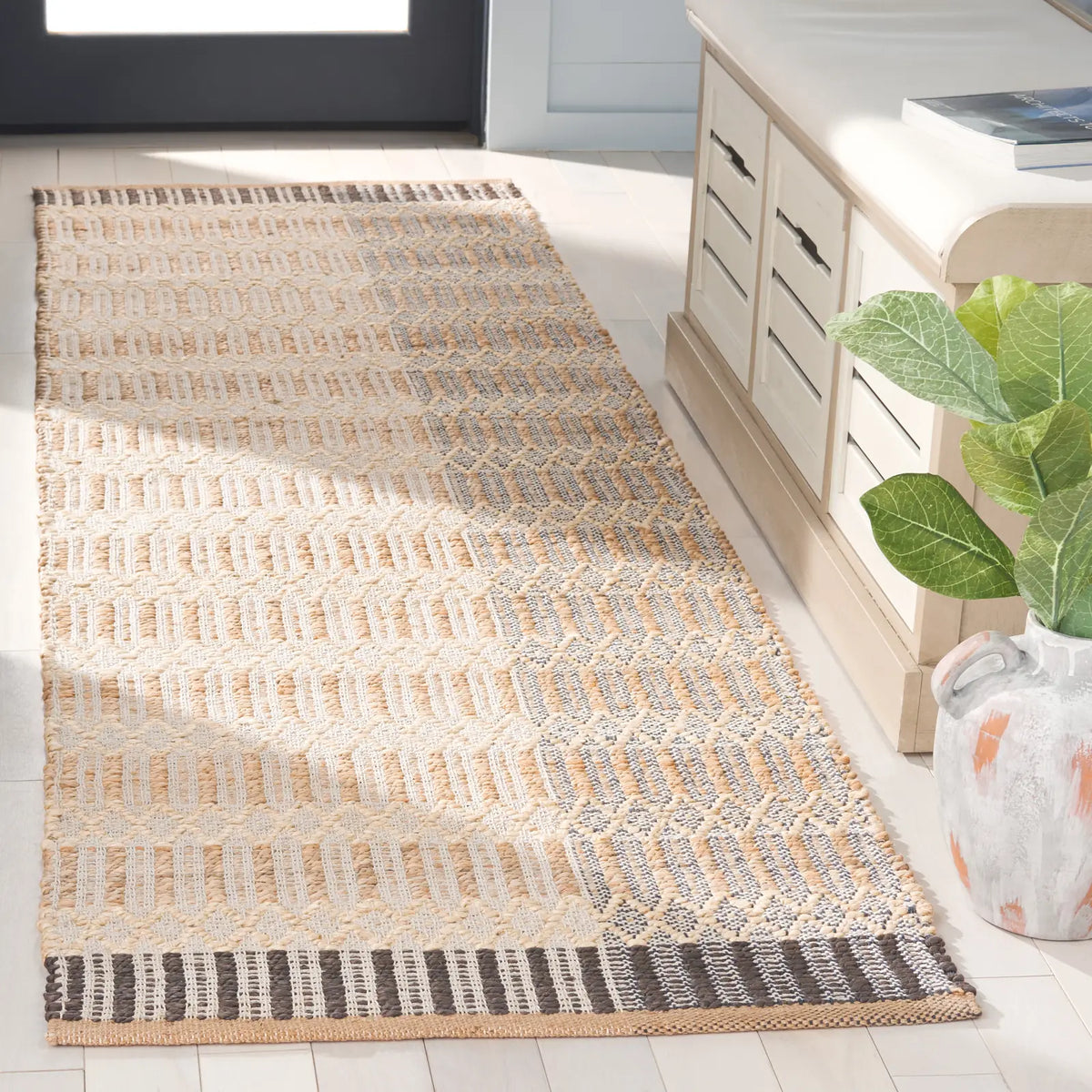 Safavieh Natural Fiber 2'-3" x 8'-0" Rug in Natural / Charcoal
