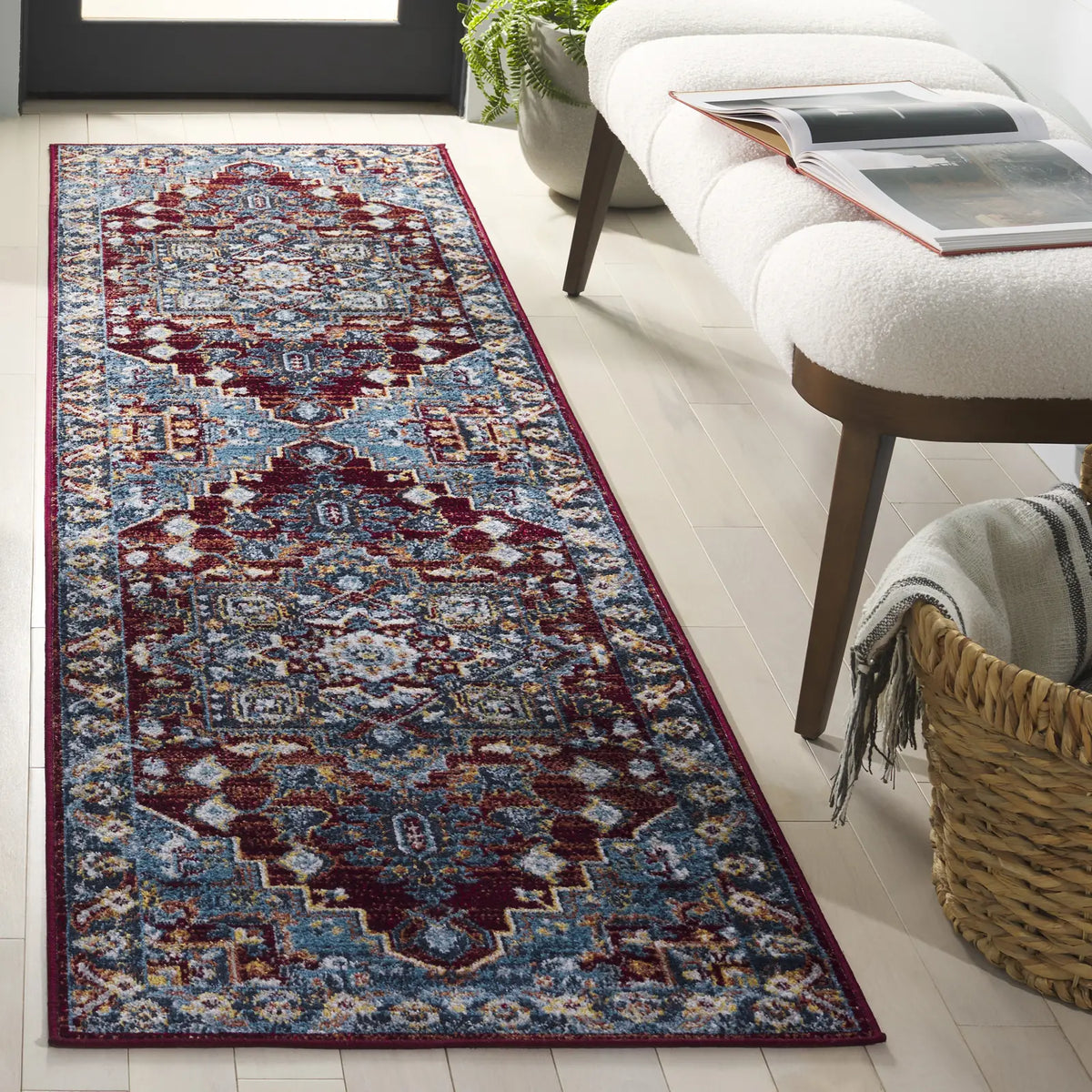 Safavieh Bayside 2'-2" x 8'-0" Rug in Blue / Red