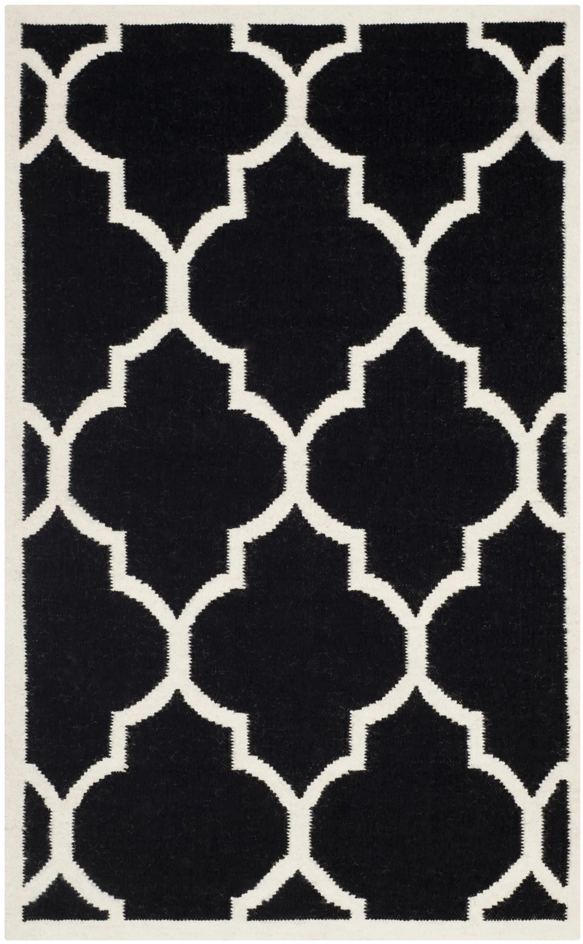 Safavieh Dhurries 3'-0" x 5'-0" Rug in Black / Ivory