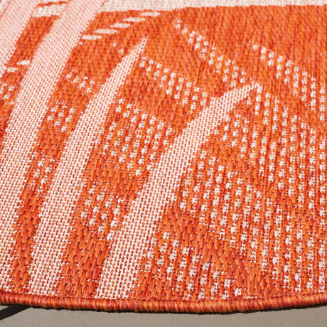 Safavieh Beach House 6'-7" x 6'-7" Rug in Orange / Ivory