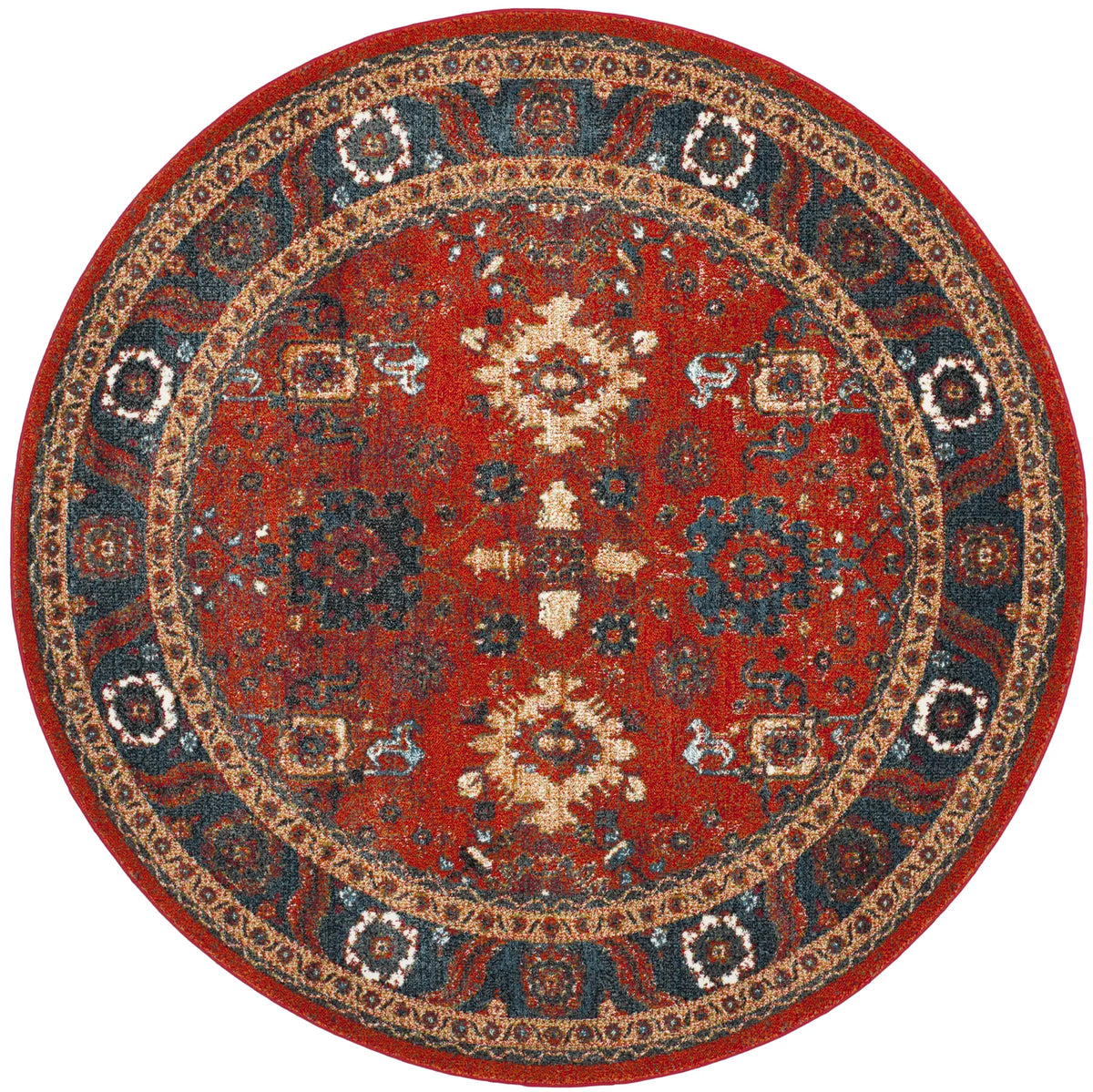 Safavieh Vintage Hamadan 5'-3" x 5'-3" Rug in Orange / Blue