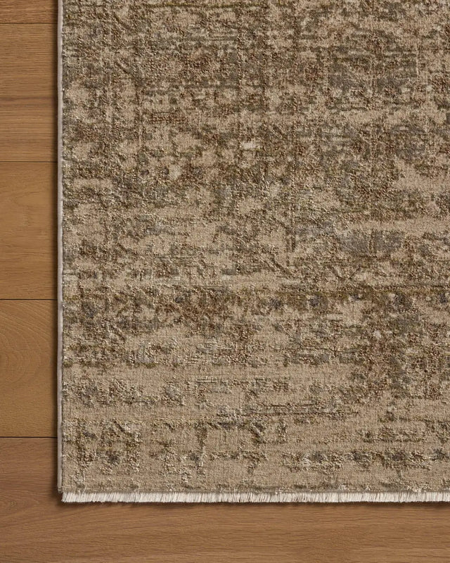 Loloi Haywood HYD-01 Sage / Sand Rug - corner on wood