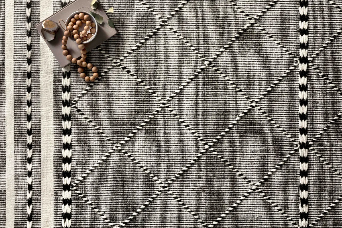 Loloi Sawyer Saw-01 Black Rugs - styled aerial 1