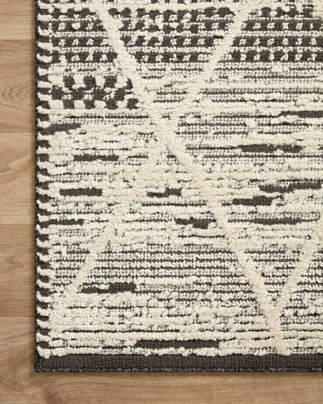 Loloi Fabian Fab-03 Charcoal/Ivory Rug - corner on wood