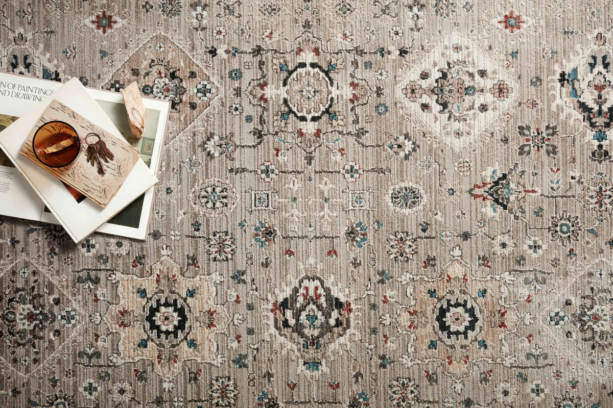 Loloi Leigh Lei-02 Dove/Multi Rugs - styled aerial 1