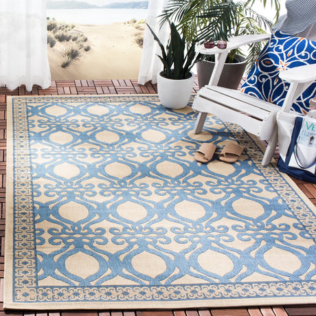Safavieh Courtyard 5'-3" x 7'-7" Rug in Natural / Blue