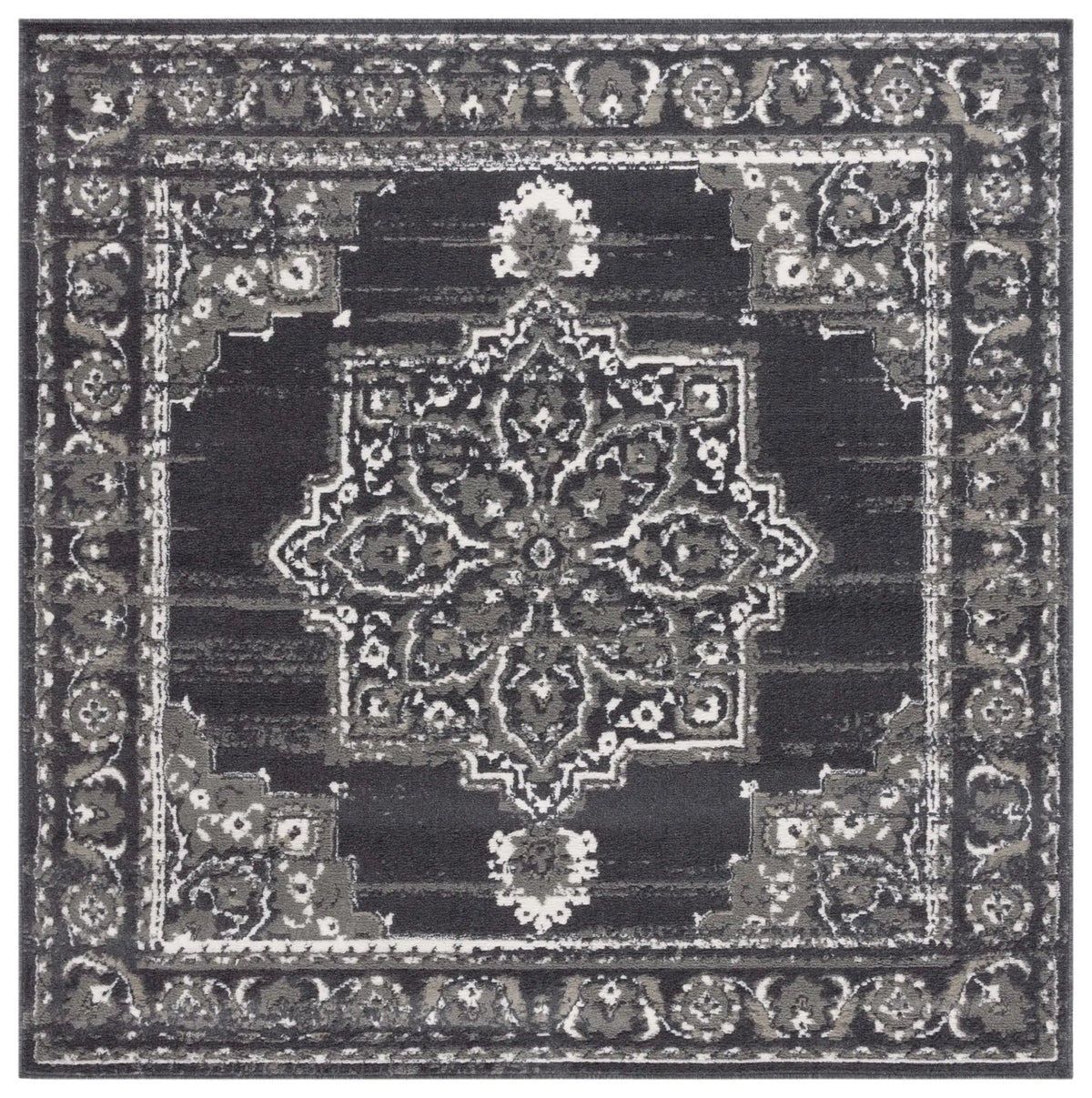 Safavieh Pyramid 6'-7" x 6'-7" Rug in Charcoal / Ivory