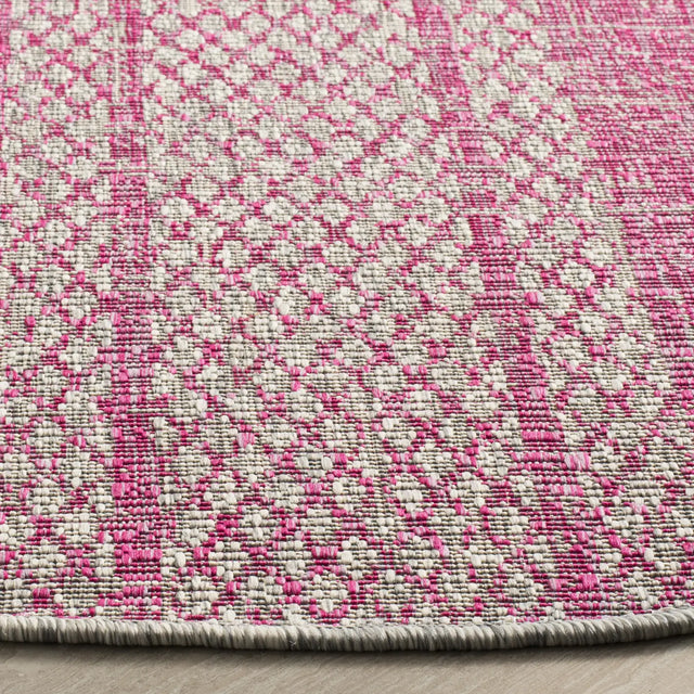 Safavieh Courtyard 6'-7" x 6'-7" Rug in Light Grey / Fuchsia