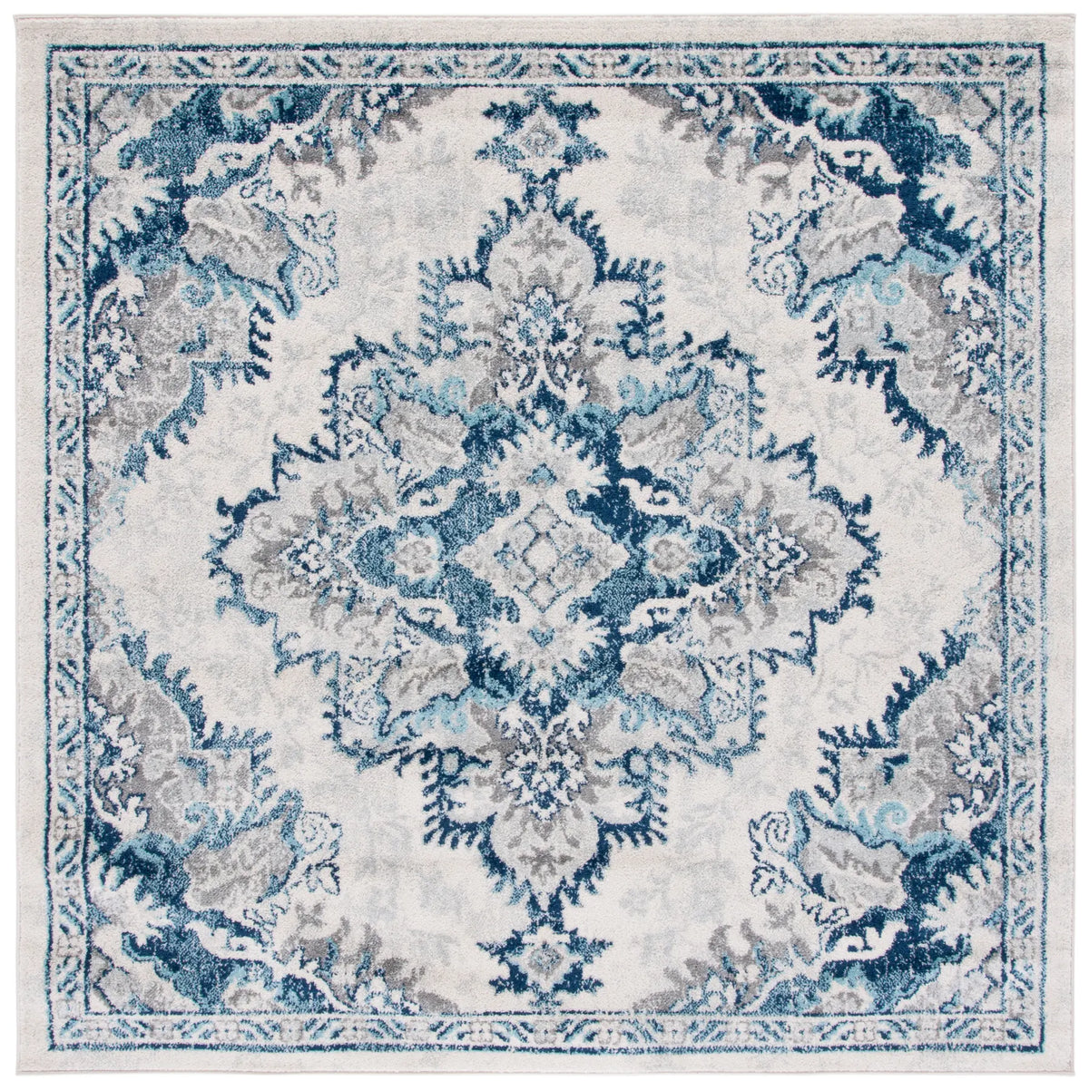Safavieh Tulum 6'-7" x 6'-7" Rug in Ivory / Blue