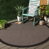 Safavieh Beach House 6'-7" x 6'-7" Rug in Black / Ivory