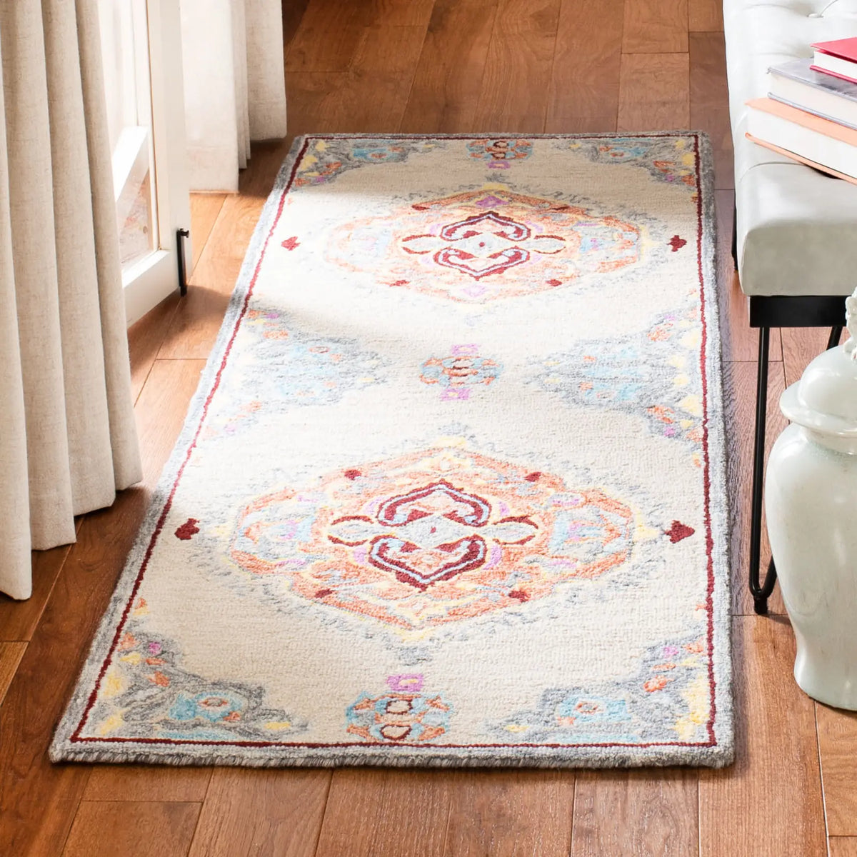 Safavieh Micro-Loop 2'-3" x 7'-0" Rug in Beige / Orange