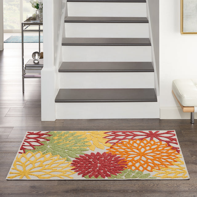 Nourison Aloha Alh05 Red Multi Colored Rug
