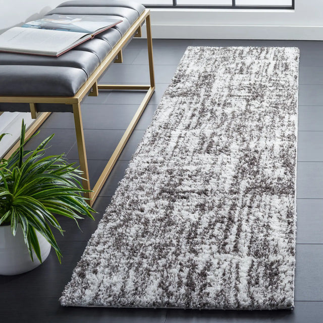 Safavieh Berber Shag 2'-3" x 10'-0" Rug in Grey / Dark Grey