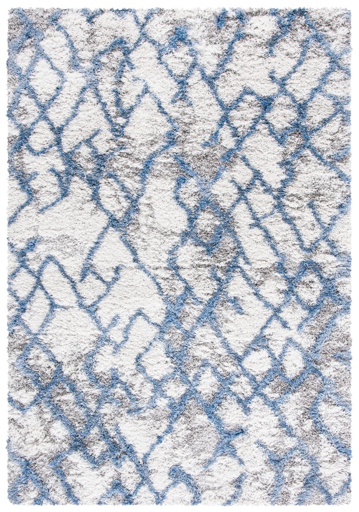 Safavieh Horizon Shag 800 4'-0" x 6'-0" Rug in Ivory / Blue
