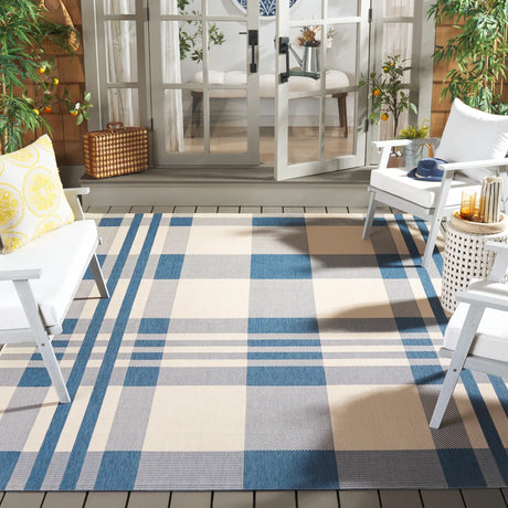 Safavieh Courtyard 10'-0" x 14'-0" Rug in Beige / Blue