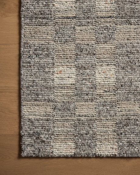 Loloi Sonya Soy-04 Stone/Natural Rug - corner on wood