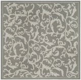 Safavieh Courtyard 6'-7" x 6'-7" Rug in Anthracite / Light Grey