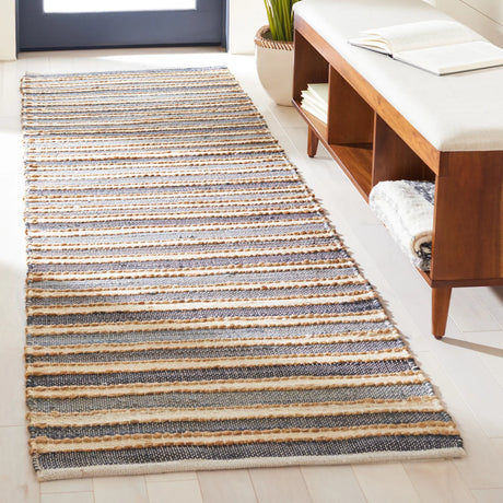 Safavieh Striped Kilim 2'-3" x 8'-0" Rug in Charcoal / Ivory