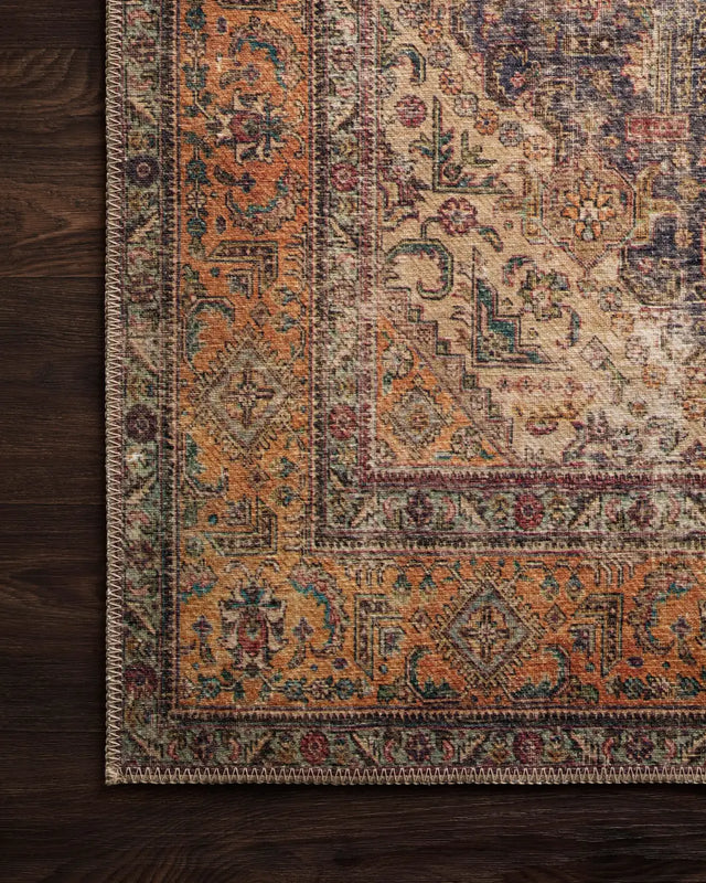Loloi Loren Lq-02 Plum / Multi Rugs - corner on wood