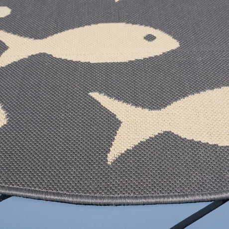 Safavieh Courtyard 6'-7" x 6'-7" Rug in Dark Grey / Beige