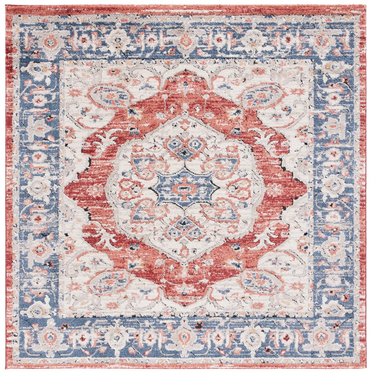 Safavieh Luna 6'-7" x 6'-7" Rug in Beige / Blue Rust