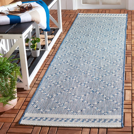Safavieh Courtyard 2'-3" x 8'-0" Rug in Navy / Ivory