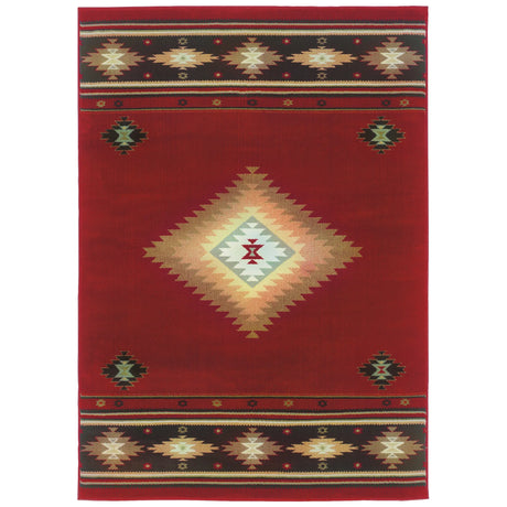 Oriental Weavers Sphinx Hudson 087k1 Red / Green Rugs - main flat