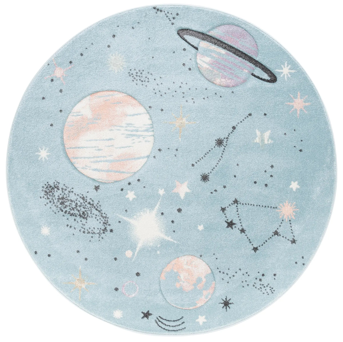 Safavieh Carousel Kids 100 5'-3" x 5'-3" Rug in Teal / Orange