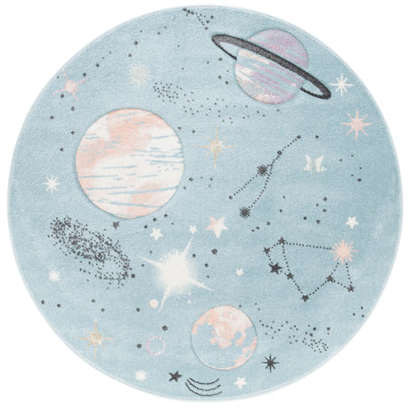 Safavieh Carousel Kids 100 5'-3" x 5'-3" Rug in Teal / Orange