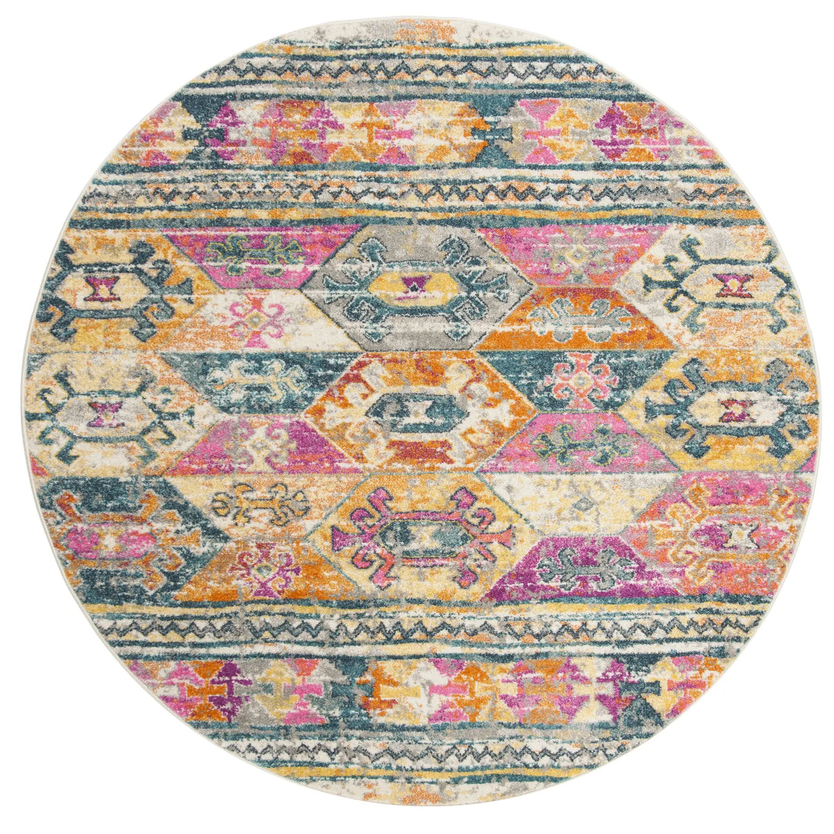 Safavieh Madison 6'-7" x 6'-7" Rug in Blue / Fuchsia