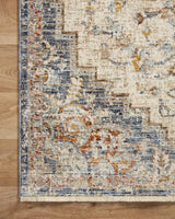 Loloi Sorrento Sor-05 Ivory/Fiesta Rug - corner on wood