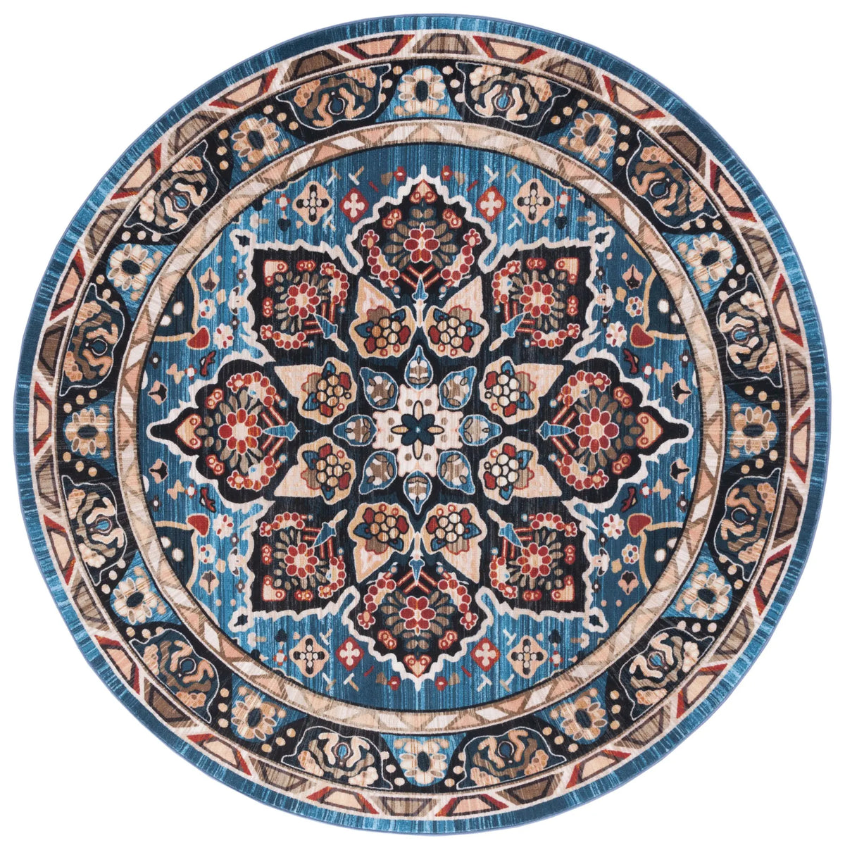 Safavieh Riviera 6'-7" x 6'-7" Rug in Blue / Black