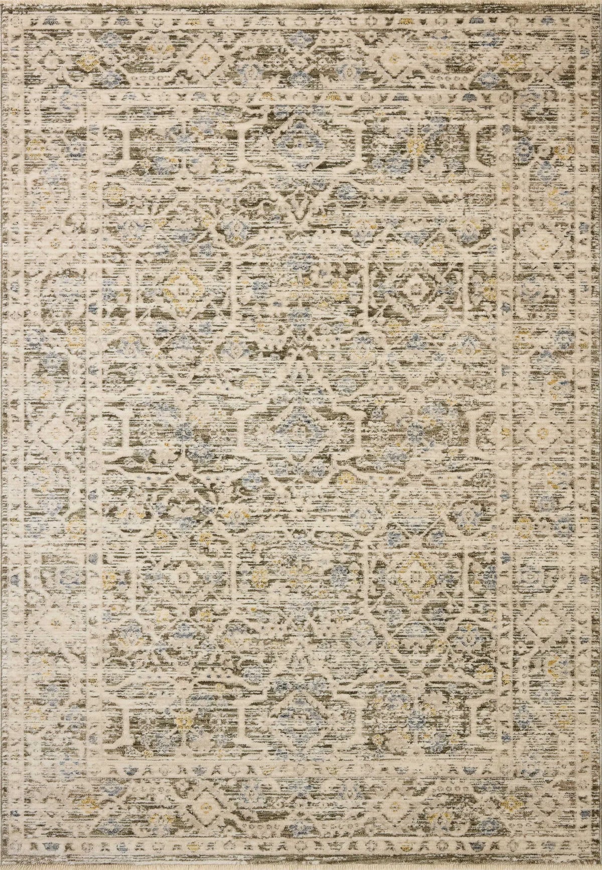 Loloi Clarisse CLS-08 Traditional Power Loomed Olive, Ivory Rug - main flat