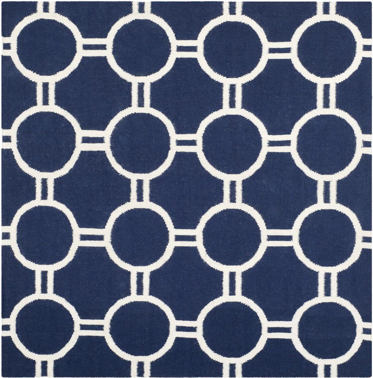Safavieh Dhurries 6'-0" x 6'-0" Rug in Navy / Ivory