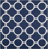 Safavieh Dhurries 6'-0" x 6'-0" Rug in Navy / Ivory