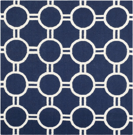 Safavieh Dhurries 6'-0" x 6'-0" Rug in Navy / Ivory