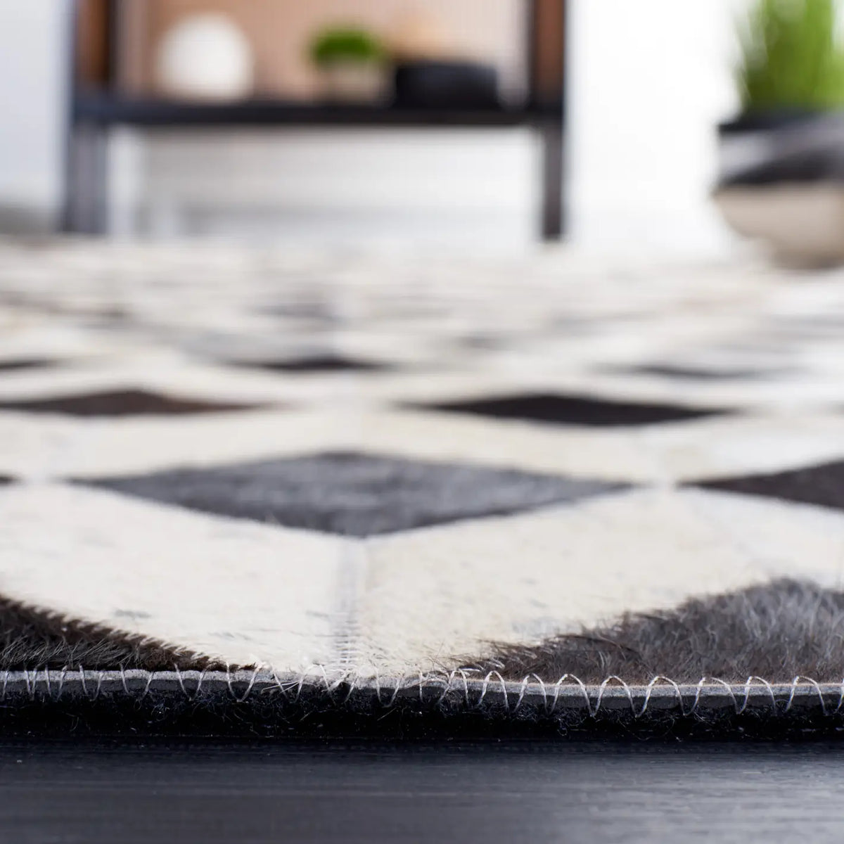 Safavieh Studio Leather 4'-0" x 6'-0" Rug in Beige / Black