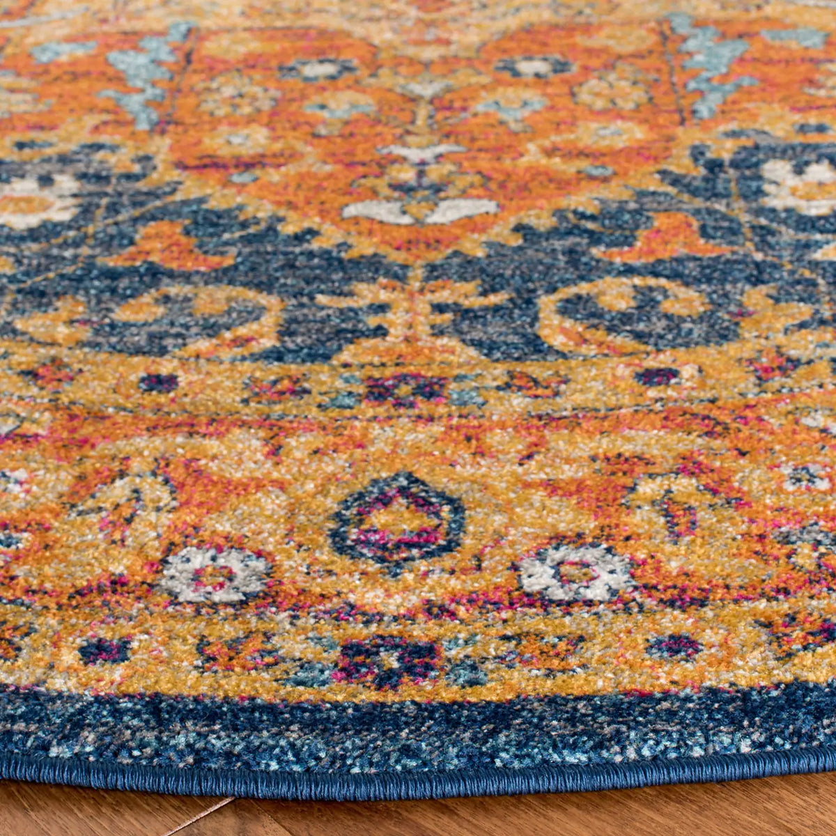 Safavieh Evoke 6'-7" x 6'-7" Rug in Blue / Orange