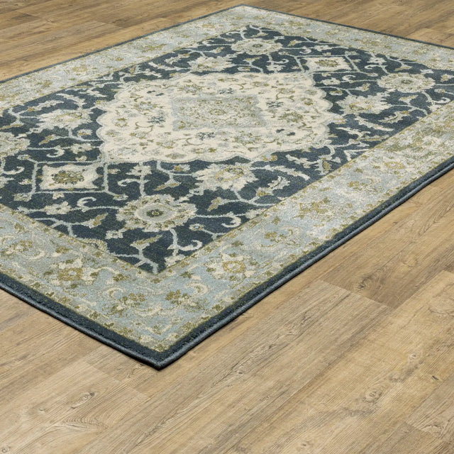 Oriental Weavers Sphinx Branson Br05A Blue/ Ivory Rugs - angle detail