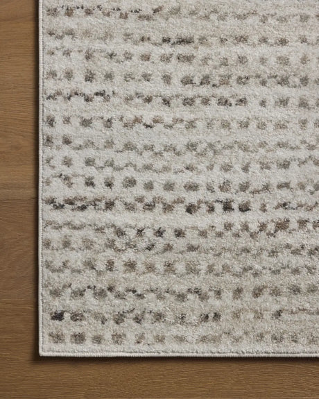 Loloi Lune LUN-04 Ivory / Pebble Rug - corner on wood
