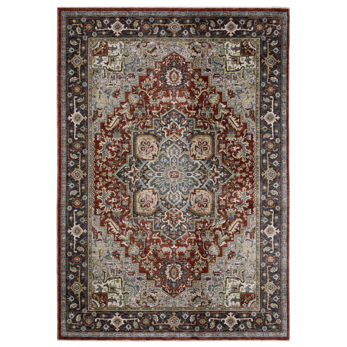 Oriental Weavers Sphinx ELIANA ELI11 Red Medallion Rugs - main flat
