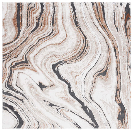 Safavieh Cyrus Shag 6'-7" x 6'-7" Rug in Beige / Rust