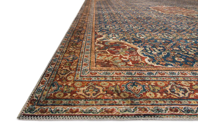 Loloi Layla Lay-09 Cobalt Blue / Spice Rugs - rug corner