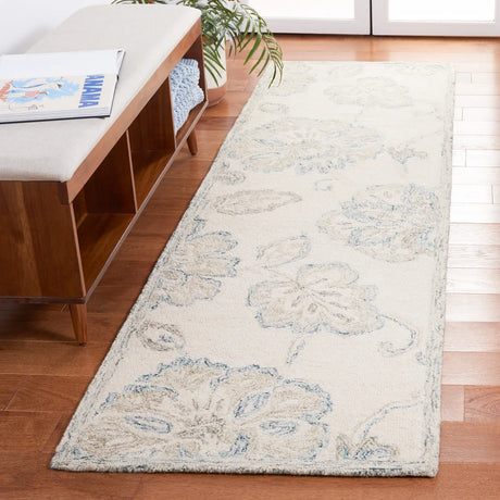 Safavieh Micro-Loop 2'-3" x 8'-0" Rug in Ivory / Blue