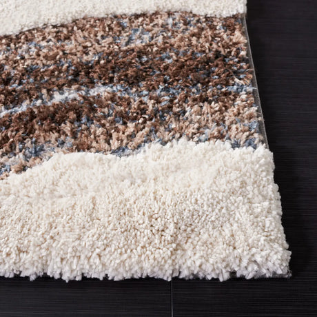 Safavieh Hi-Lo Shag 4'-0" x 6'-0" Rug in Brown / Beige Blue