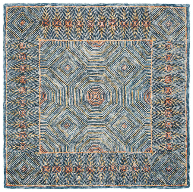 Safavieh Micro-Loop 5'-0" x 5'-0" Rug in Green / Blue